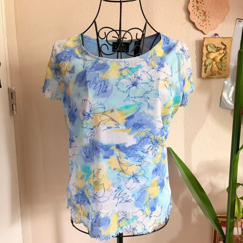 Crazy Horse Blue Floral Top M